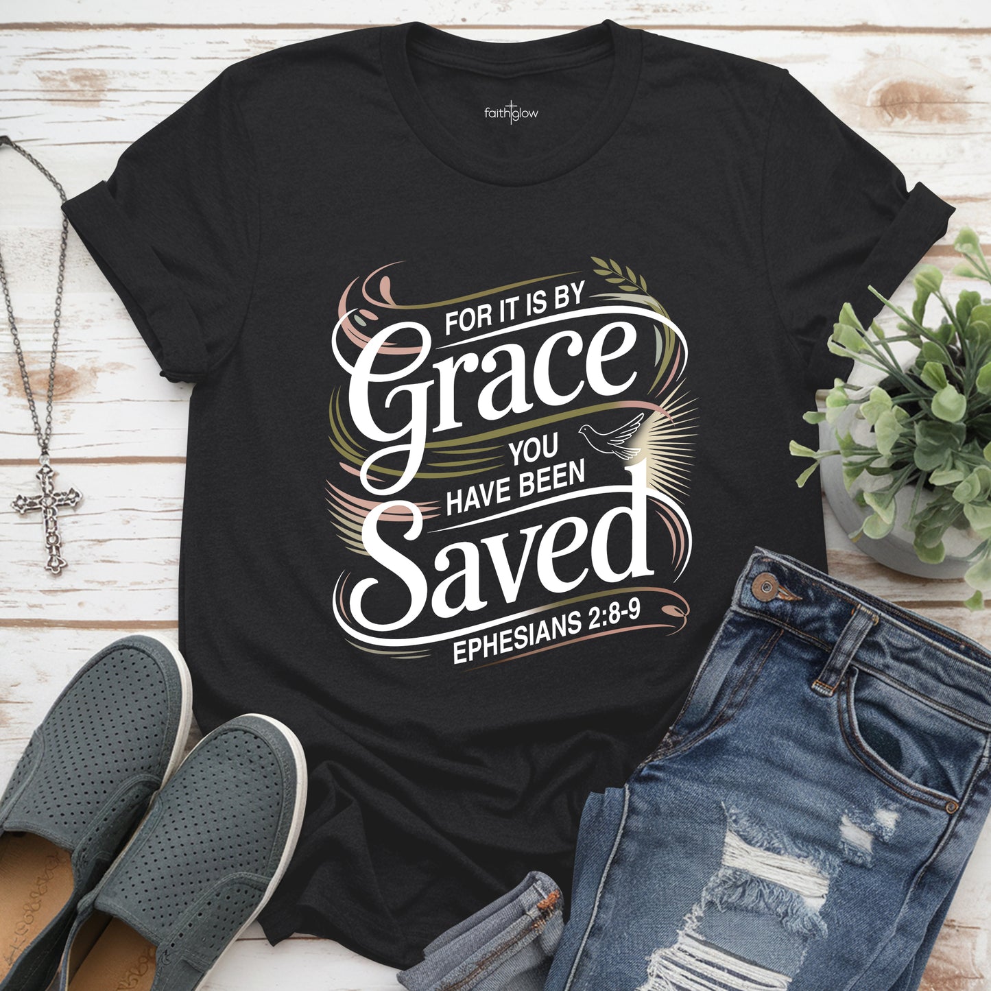 Saved By Grace Christian T Shirt