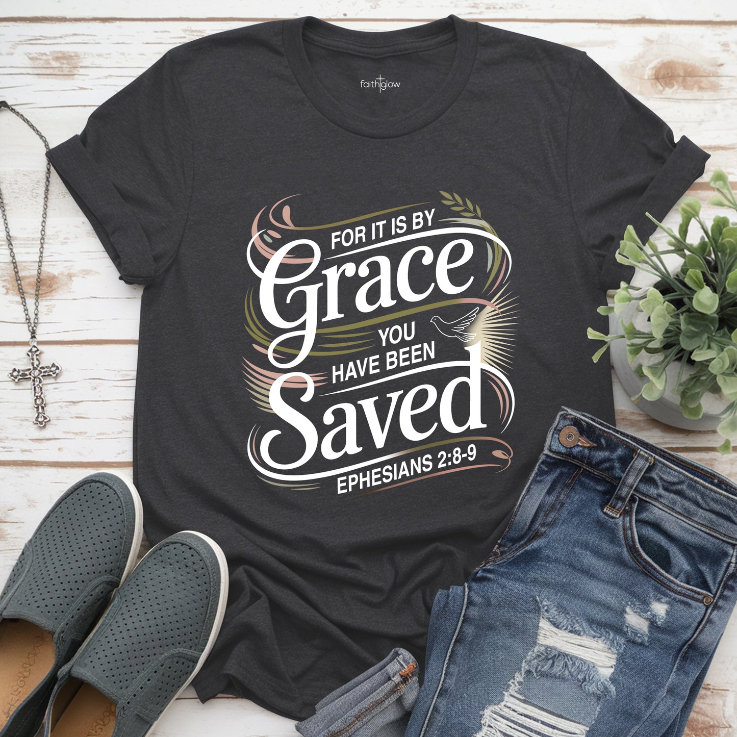 Saved By Grace Christian T Shirt