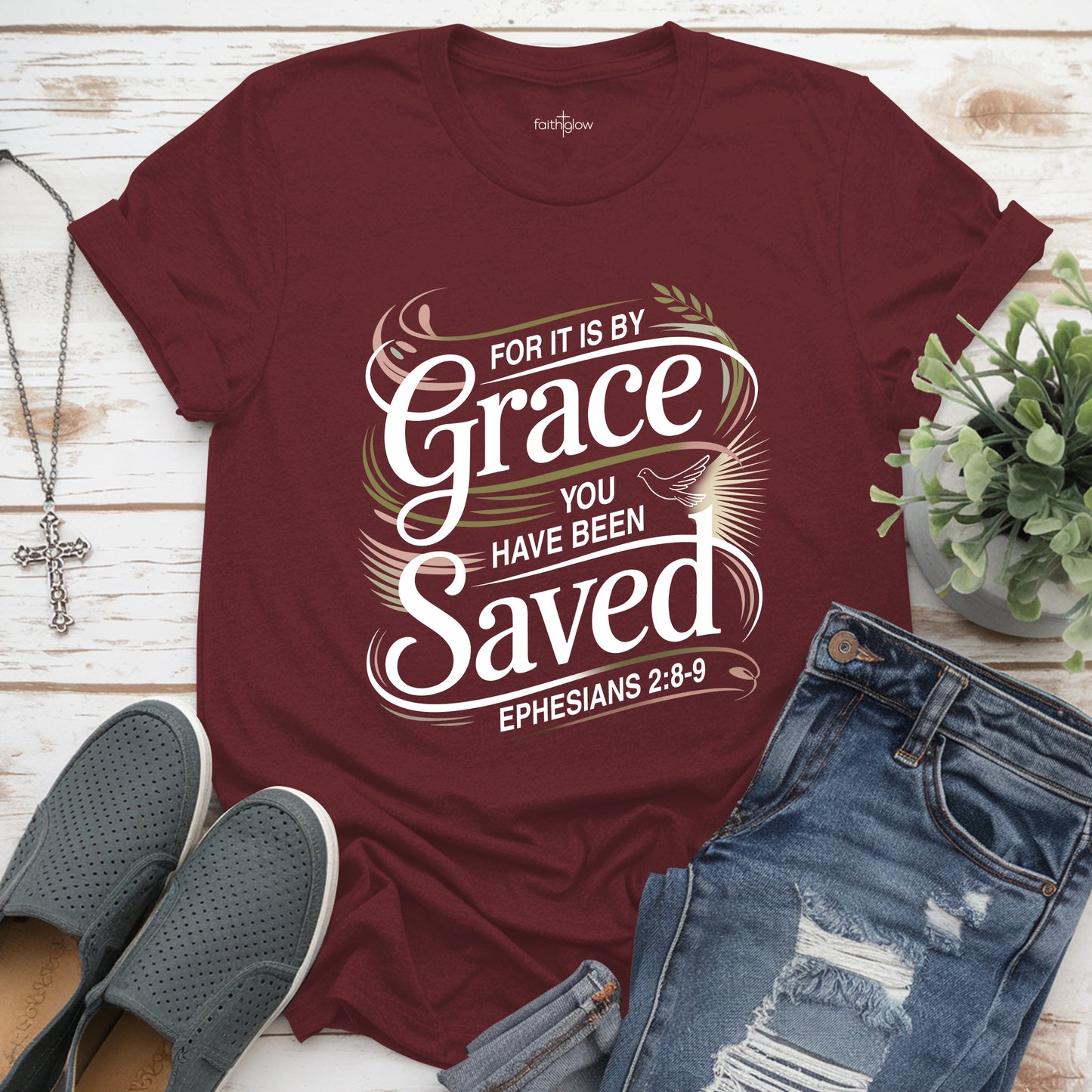 Saved By Grace Christian T Shirt