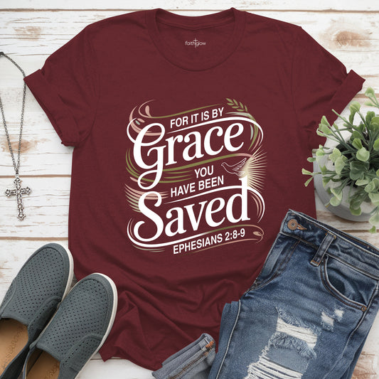 Saved By Grace Christian T Shirt
