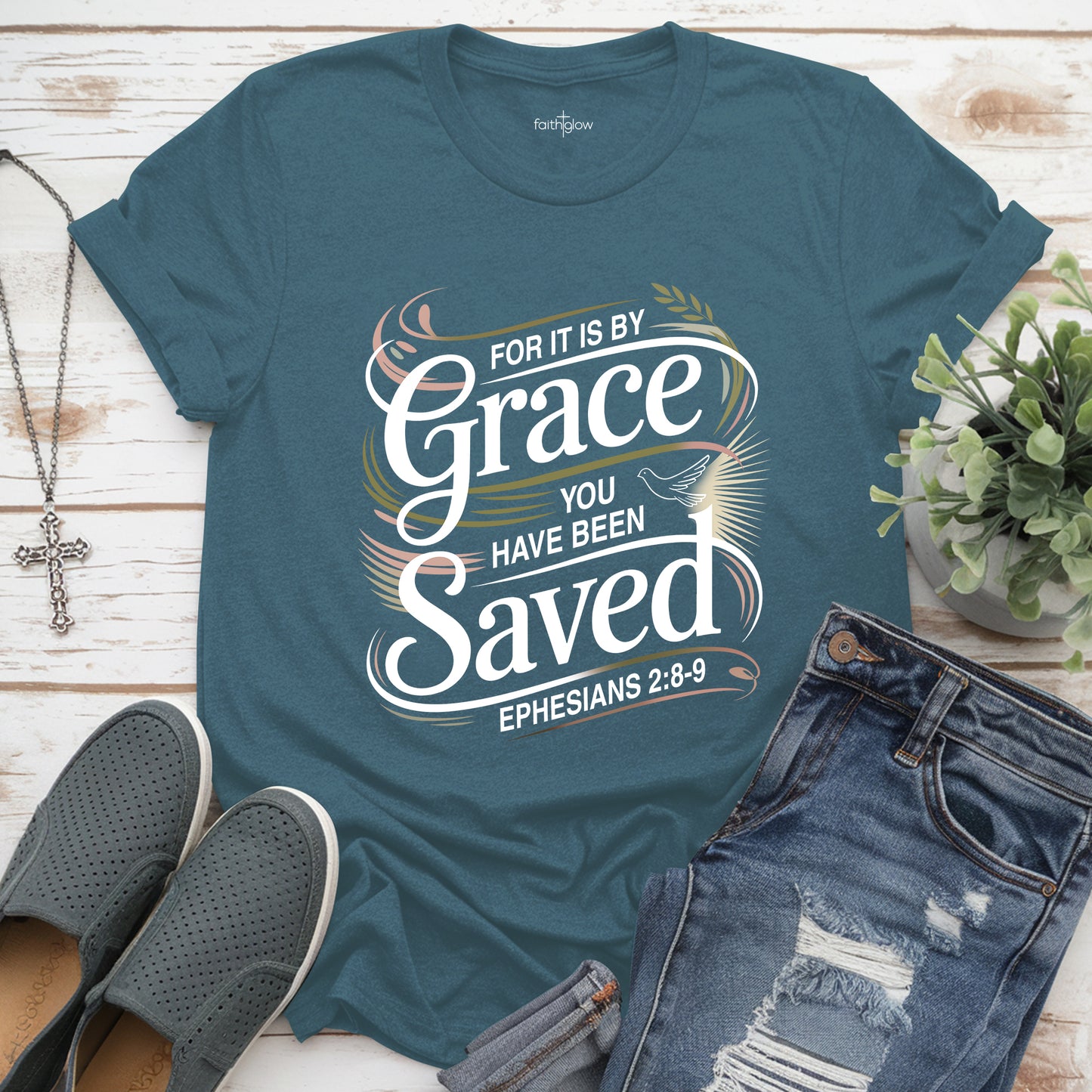 Saved By Grace Christian T Shirt
