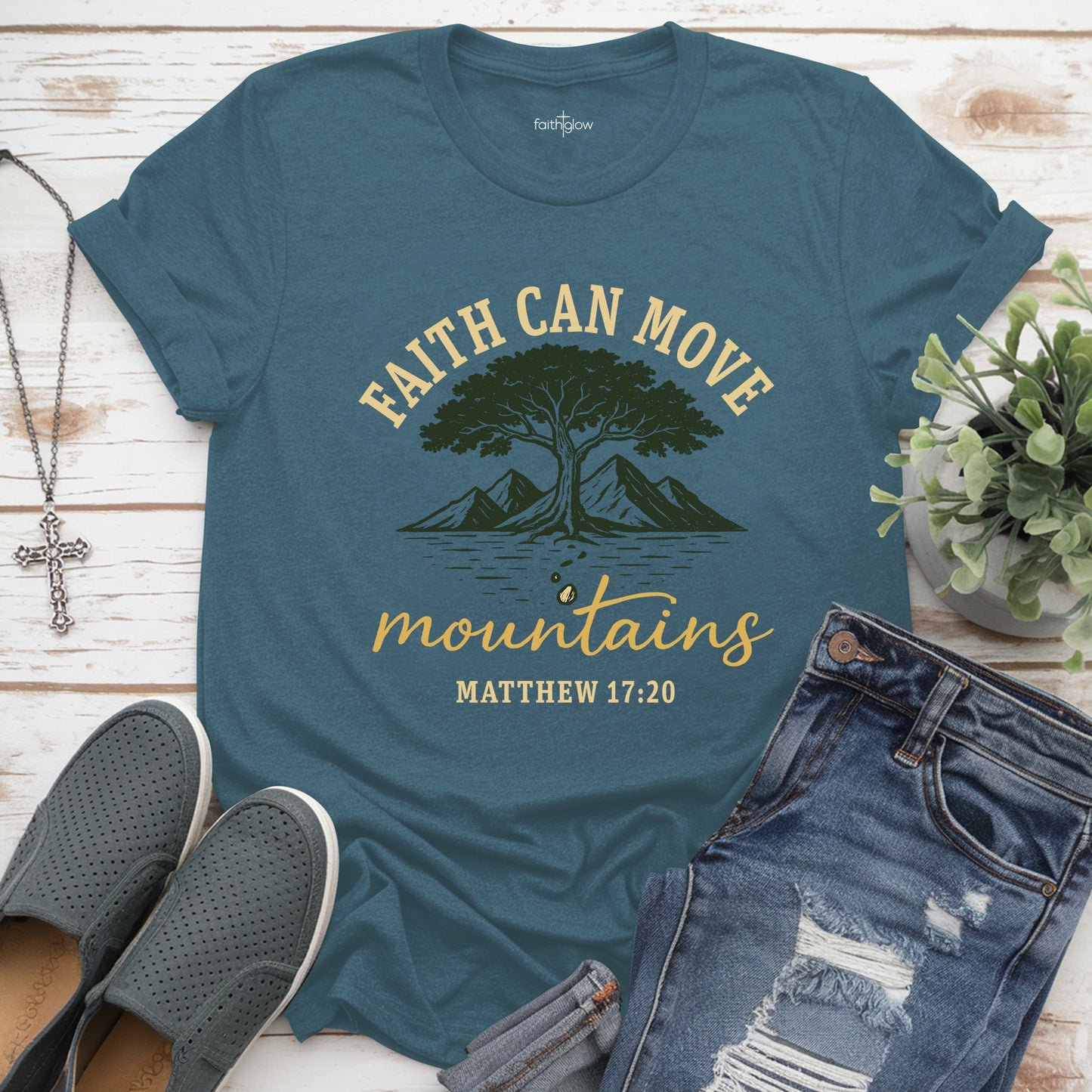Faith Can Move Mountains Christian T Shirt