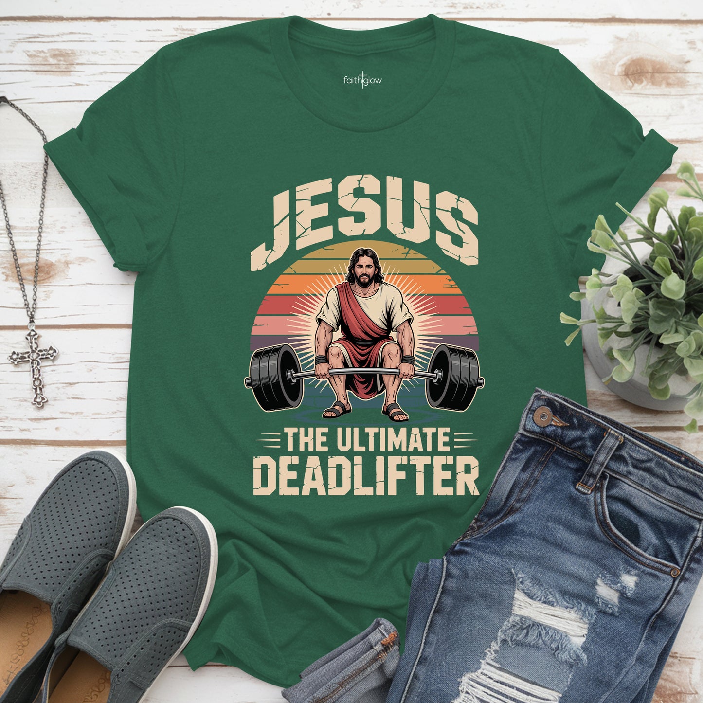 Jesus The Ultimate Deadlifter Christian T Shirt