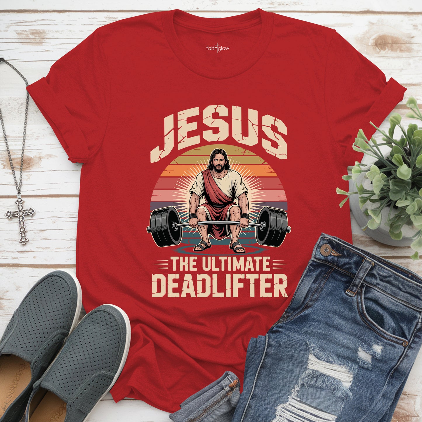 Jesus The Ultimate Deadlifter Christian T Shirt
