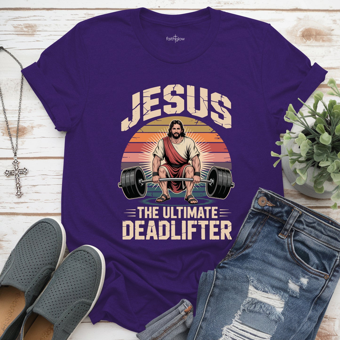 Jesus The Ultimate Deadlifter Christian T Shirt