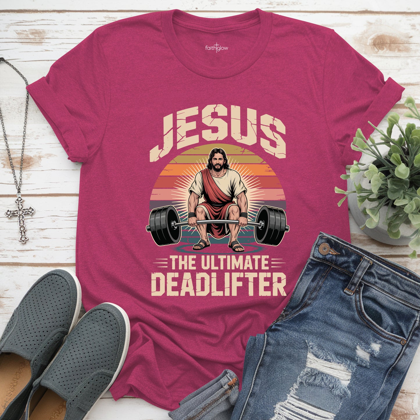 Jesus The Ultimate Deadlifter Christian T Shirt