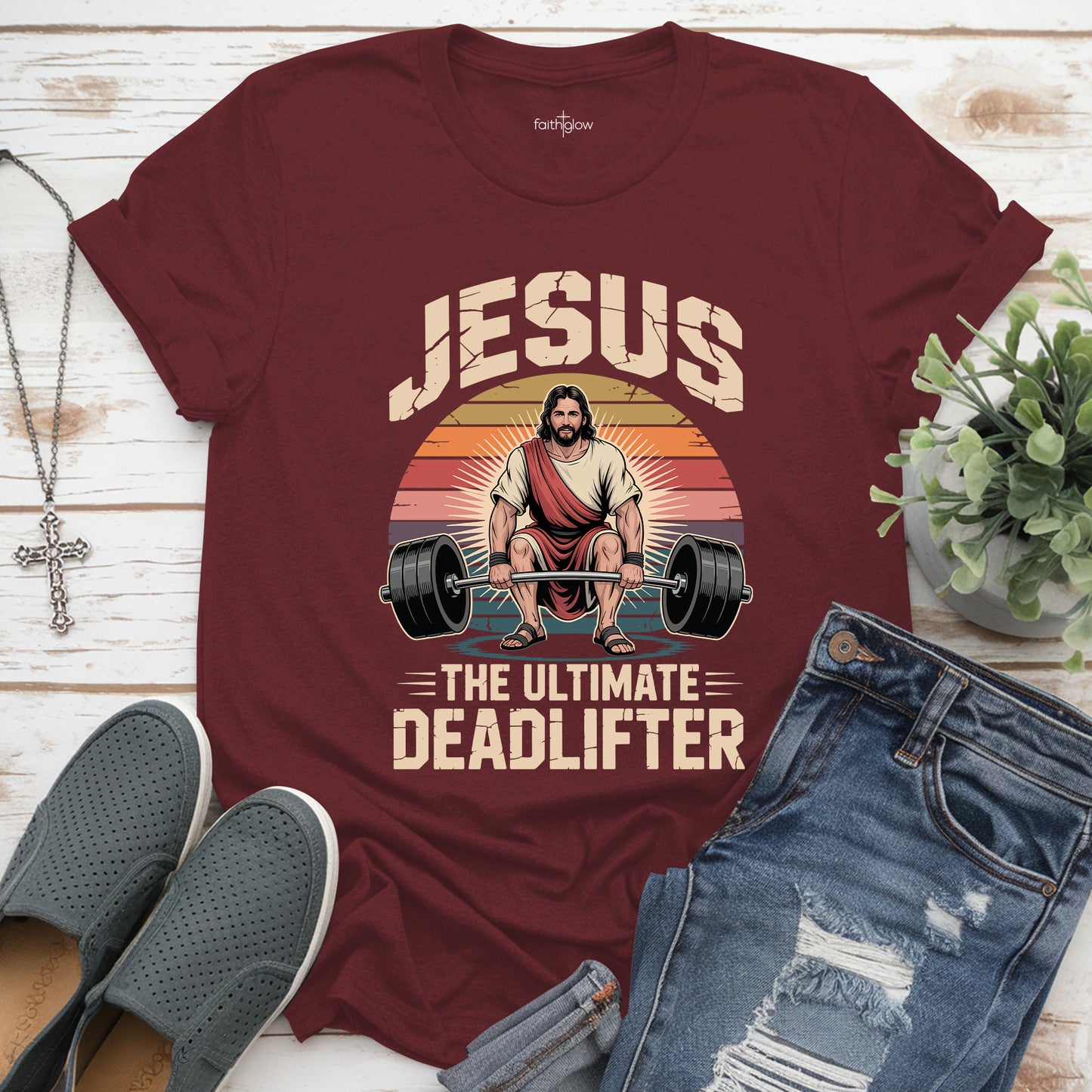 Jesus The Ultimate Deadlifter Christian T Shirt