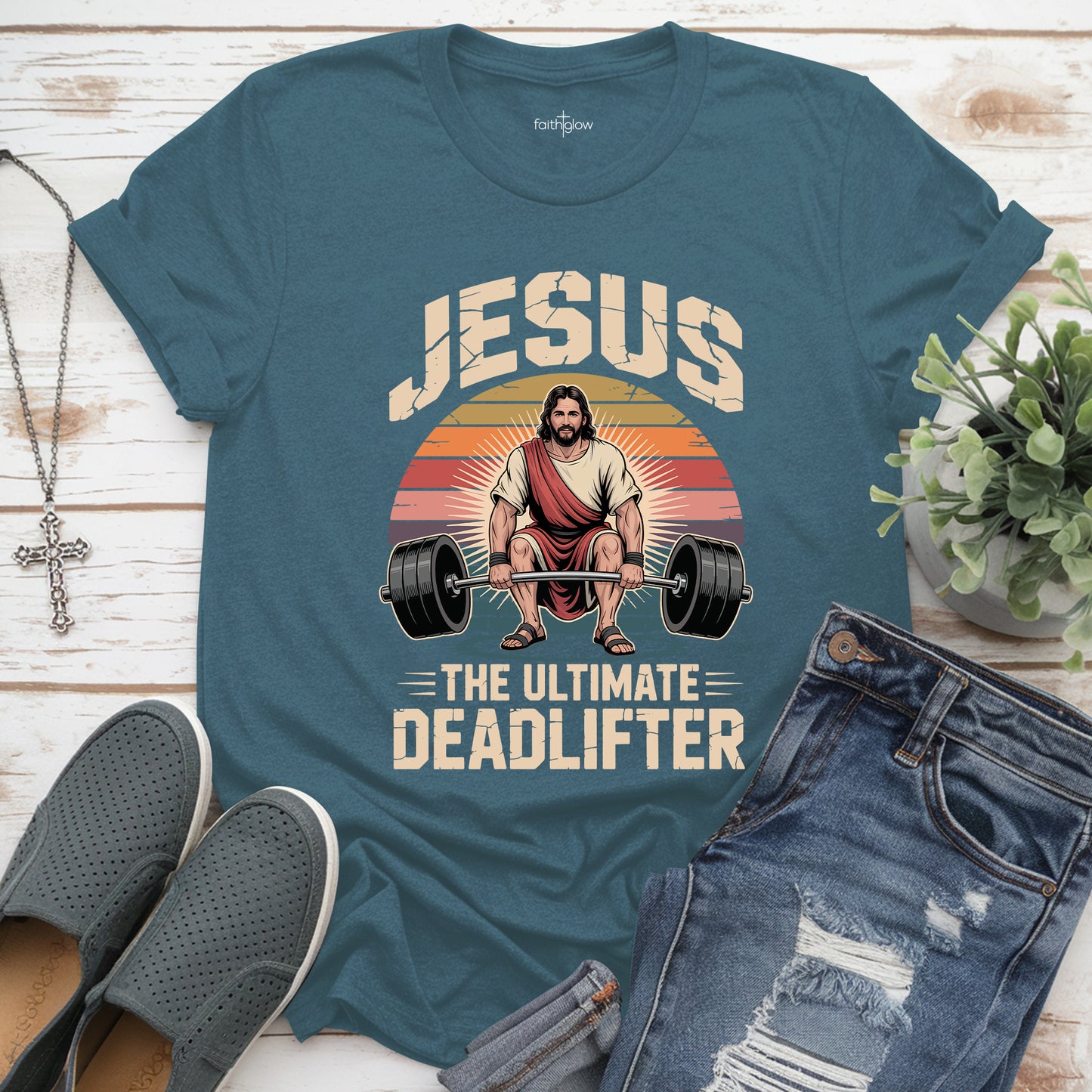 Jesus The Ultimate Deadlifter Christian T Shirt