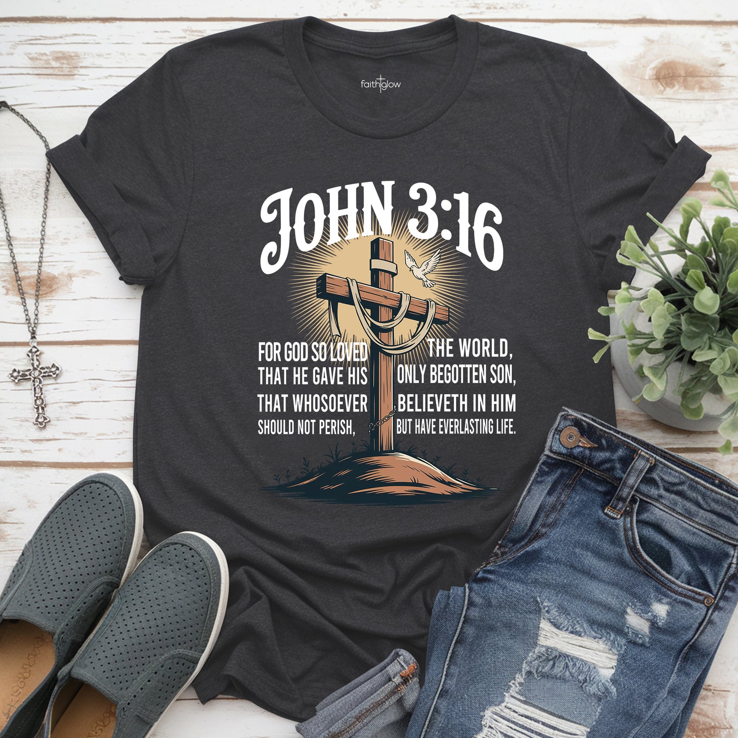 John 3:16 For God So Loved The World Christian T Shirt