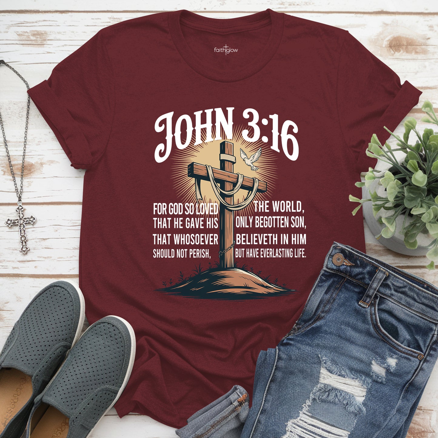 John 3:16 For God So Loved The World Christian T Shirt