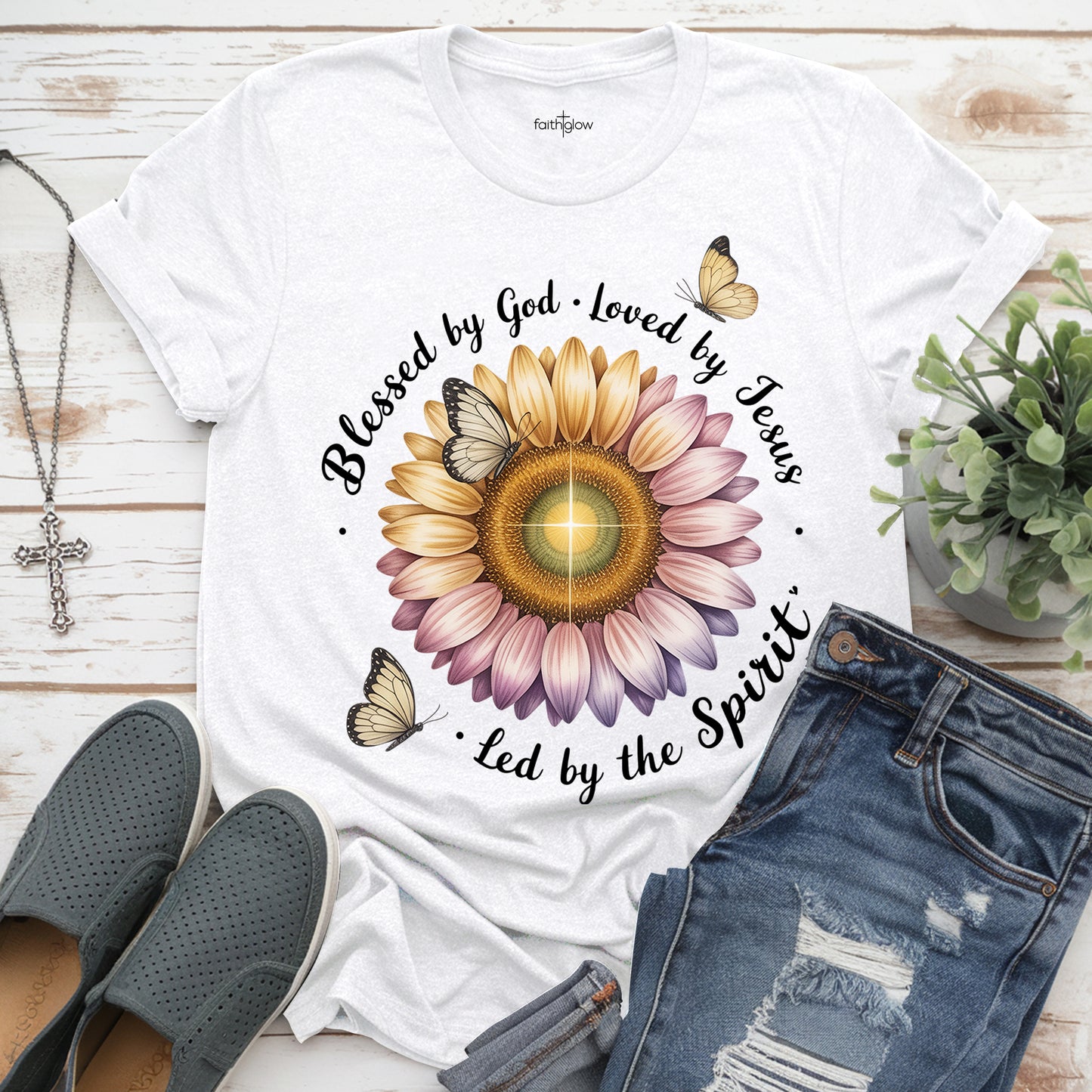 Blessed By God Loved By Jesus Led By The Spirit Christian T Shirt