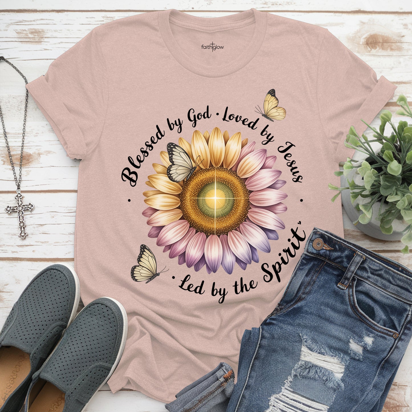 Blessed By God Loved By Jesus Led By The Spirit Christian T Shirt