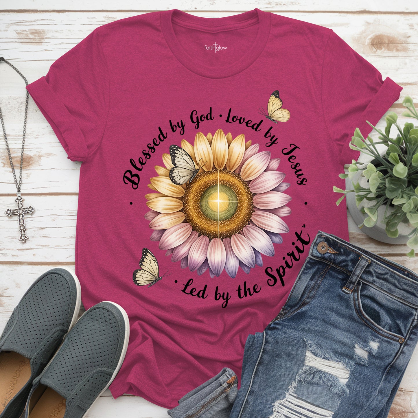 Blessed By God Loved By Jesus Led By The Spirit Christian T Shirt