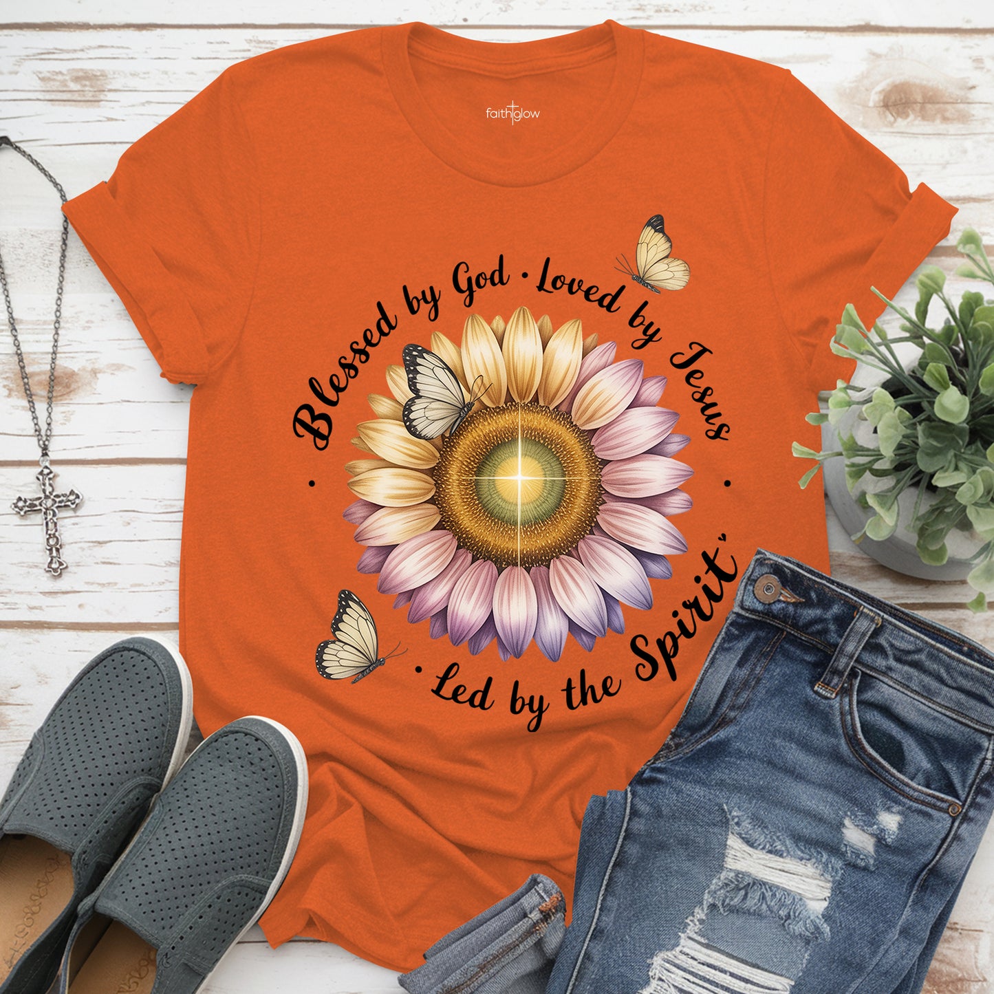 Blessed By God Loved By Jesus Led By The Spirit Christian T Shirt