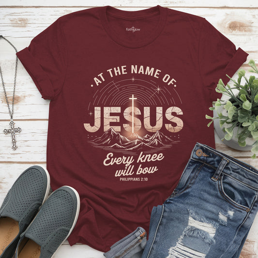At The Name Of Jesus Every Knee Will Bow Christian T Shirt