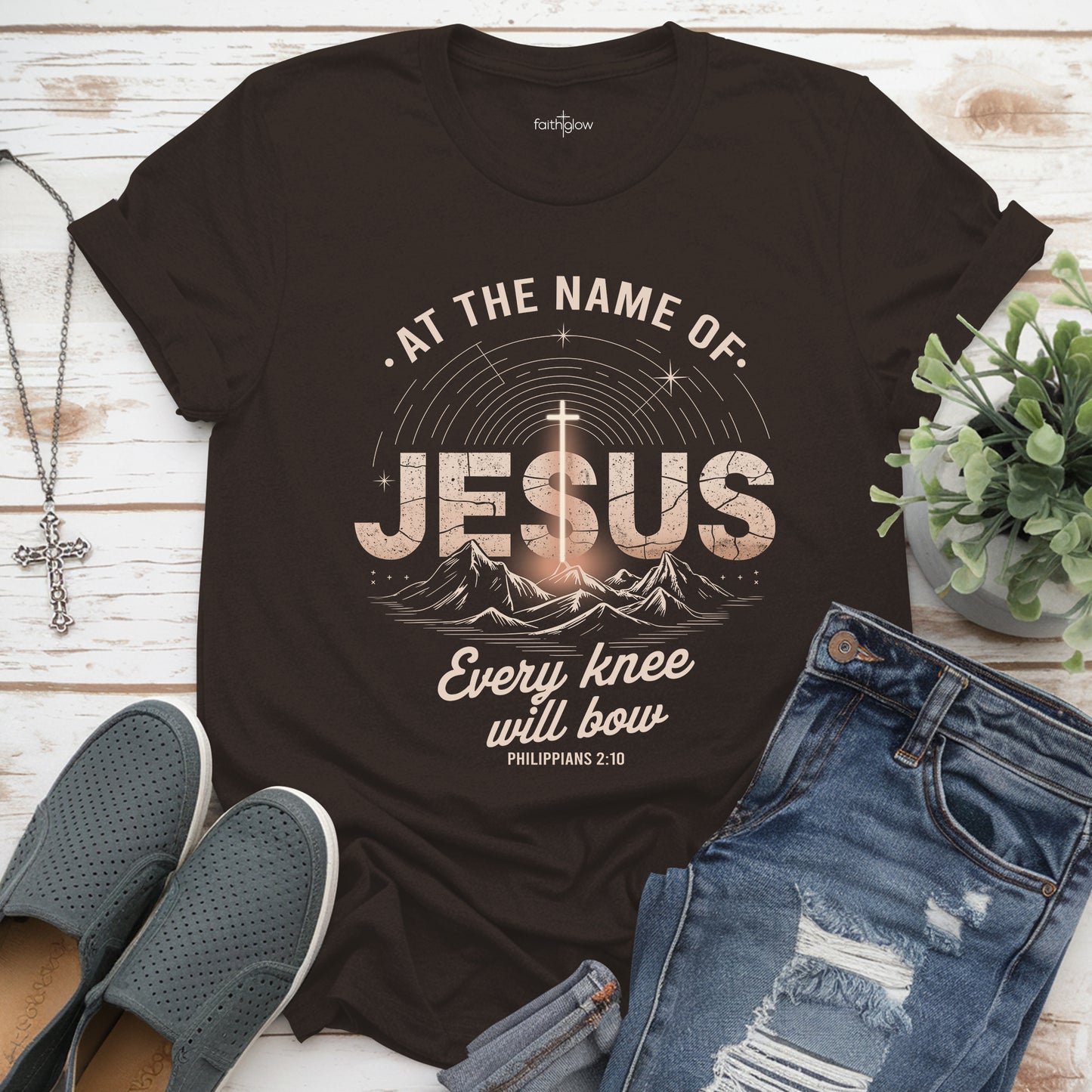 At The Name Of Jesus Every Knee Will Bow Christian T Shirt