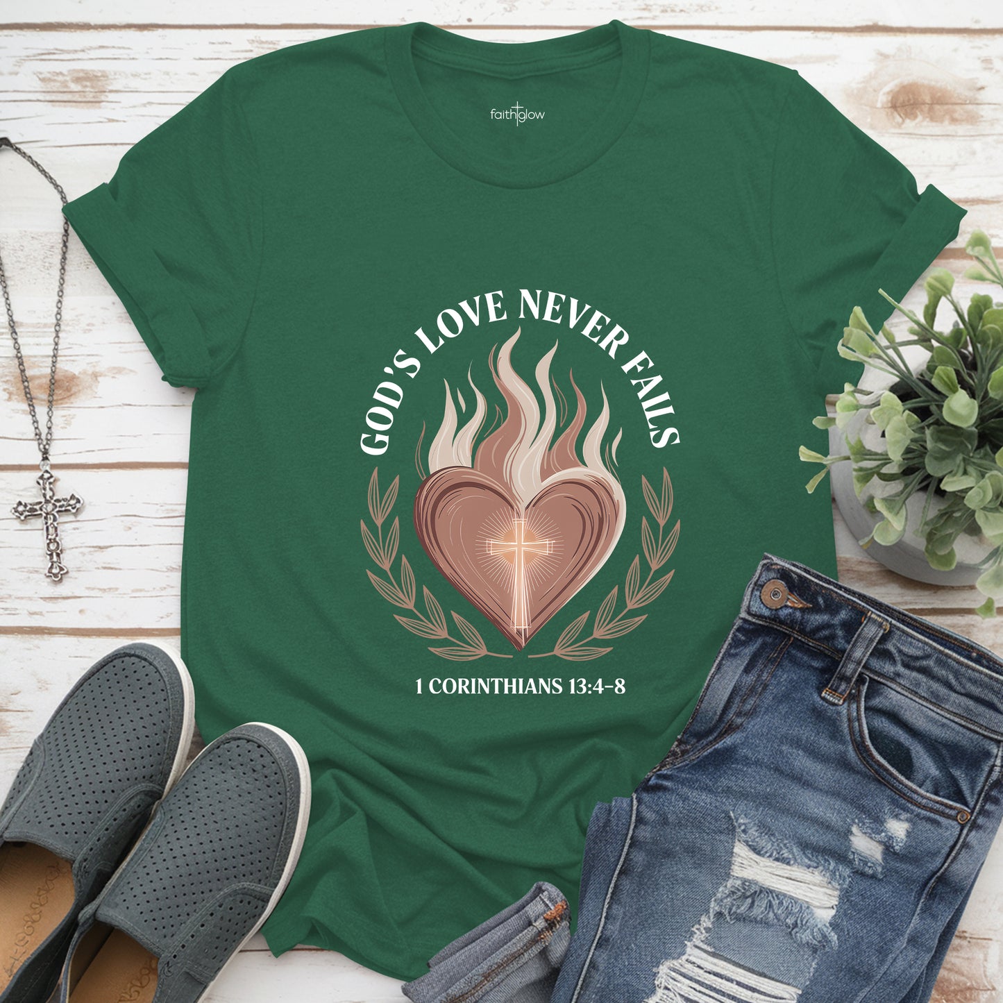 God's Love Never Fails Christian T Shirt