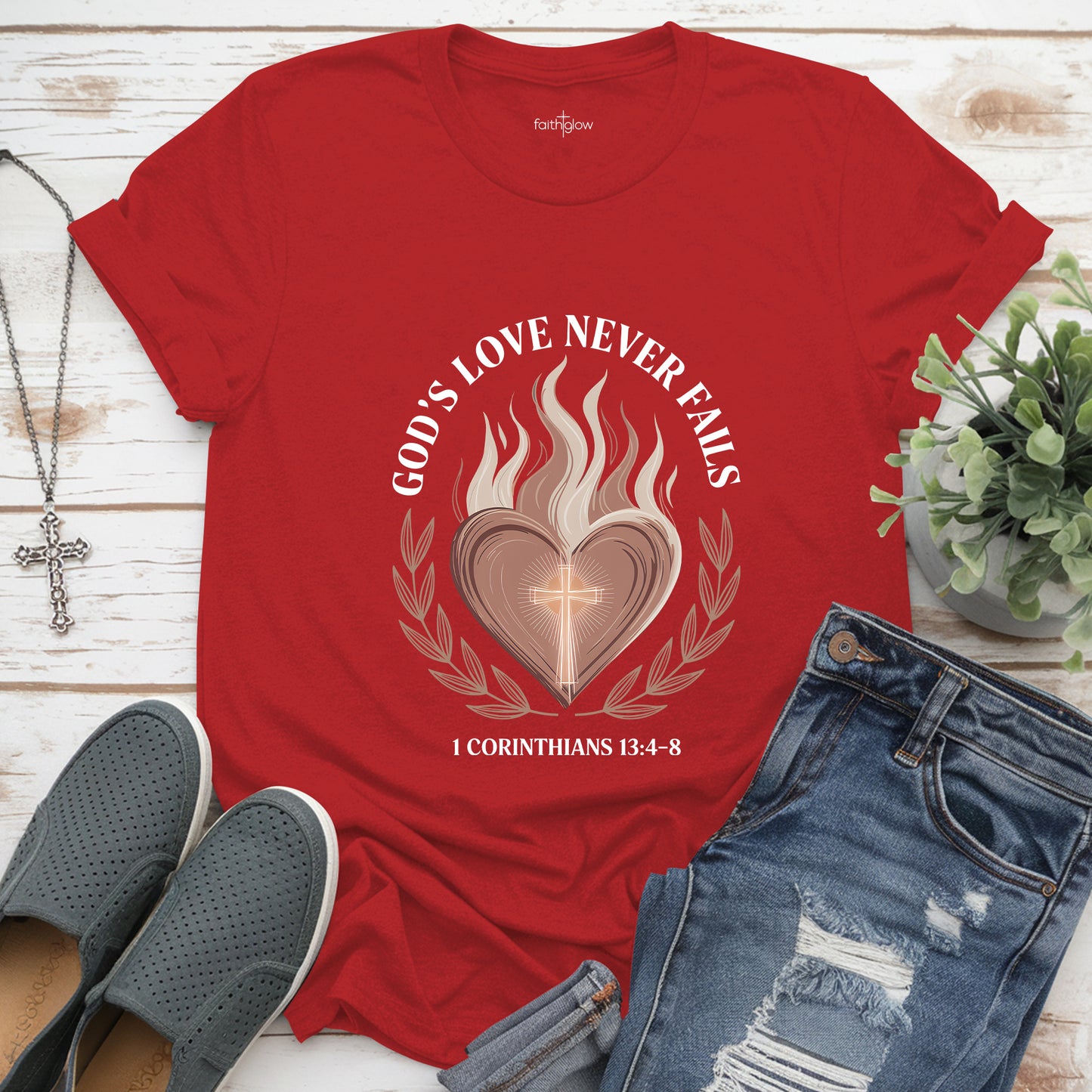 God's Love Never Fails Christian T Shirt