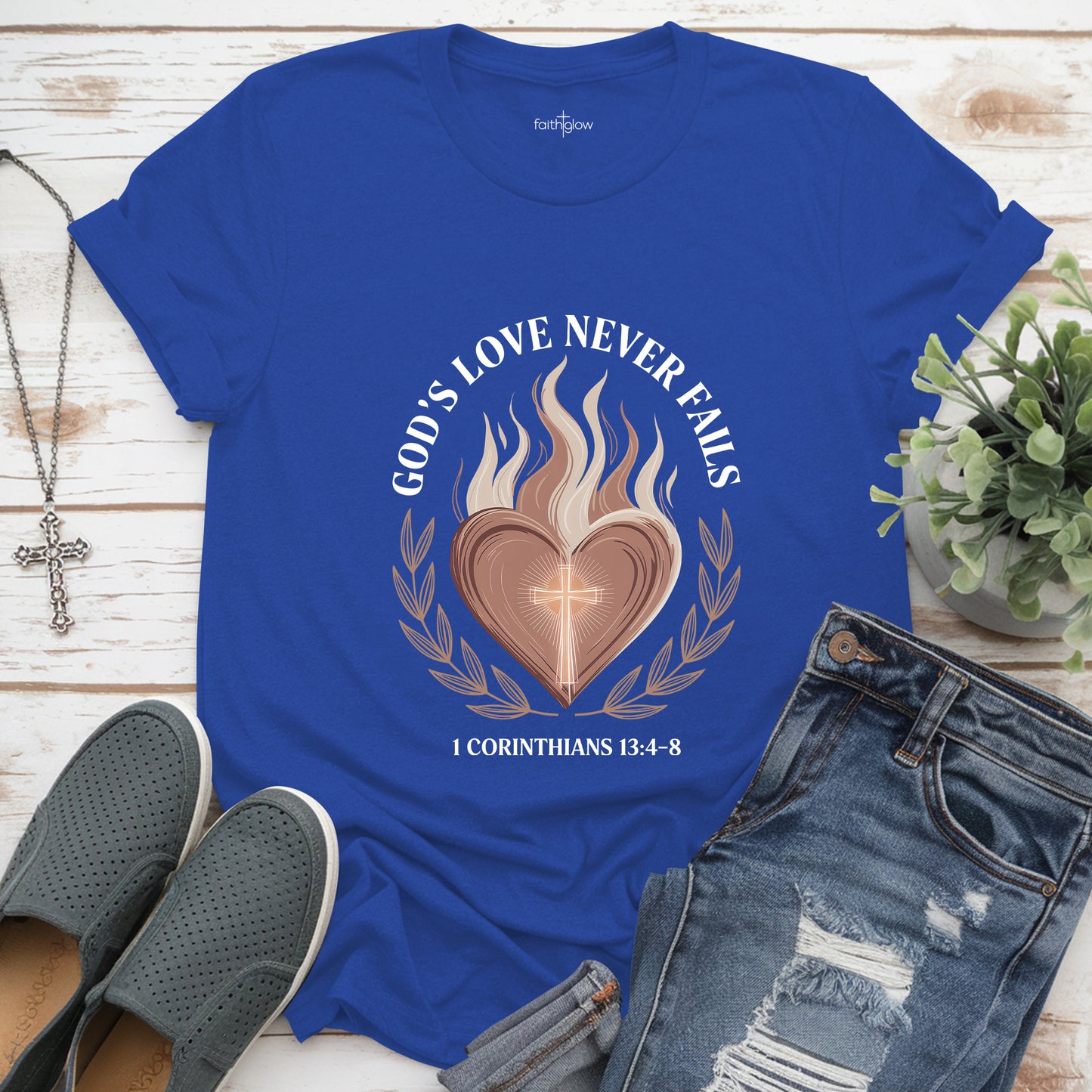 God's Love Never Fails Christian T Shirt