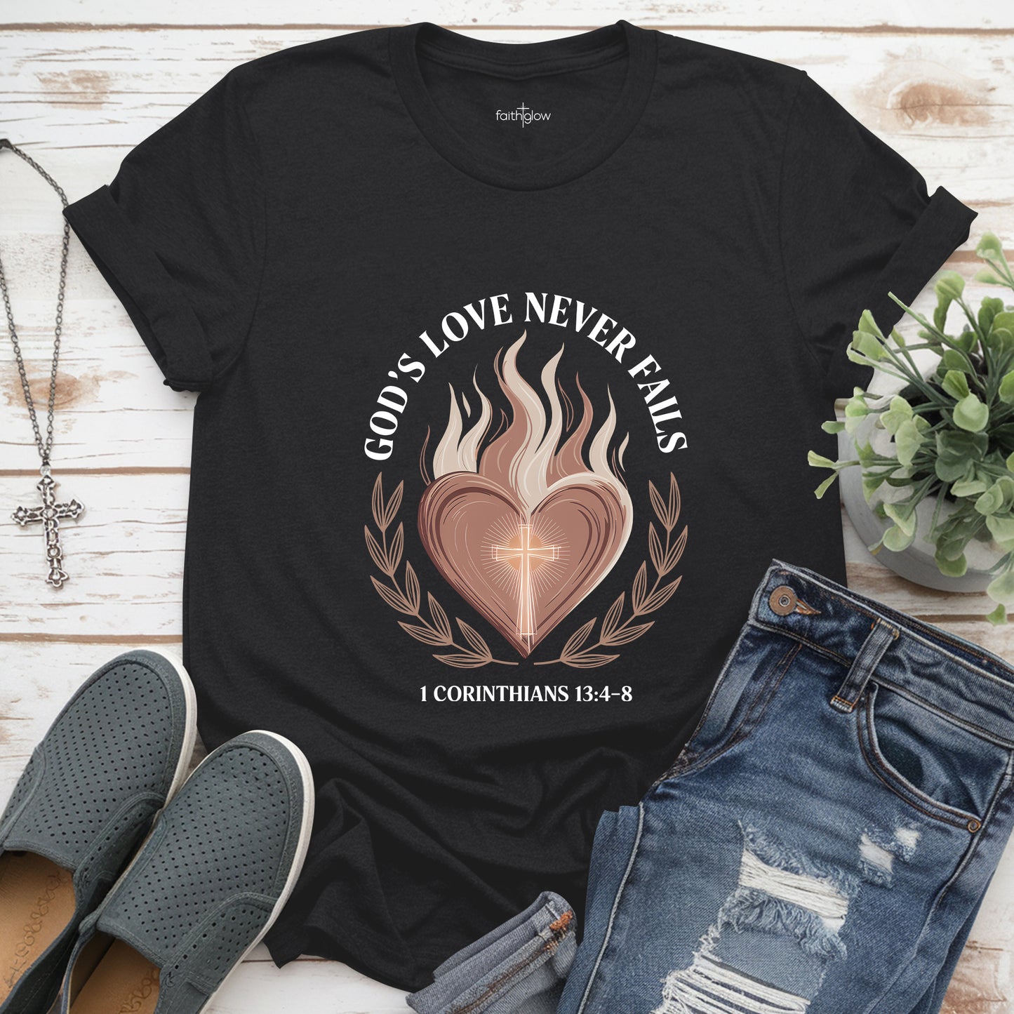 God's Love Never Fails Christian T Shirt
