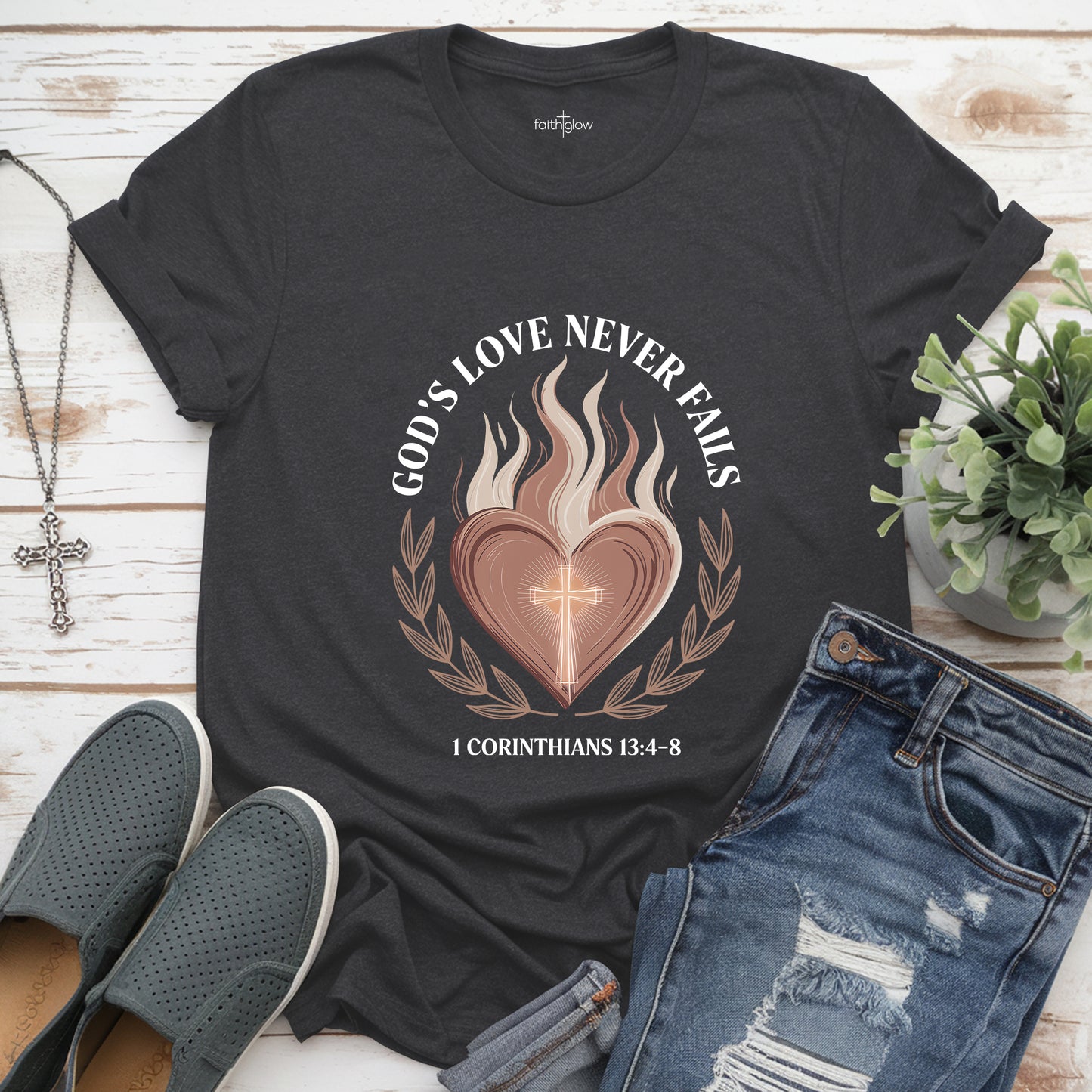 God's Love Never Fails Christian T Shirt