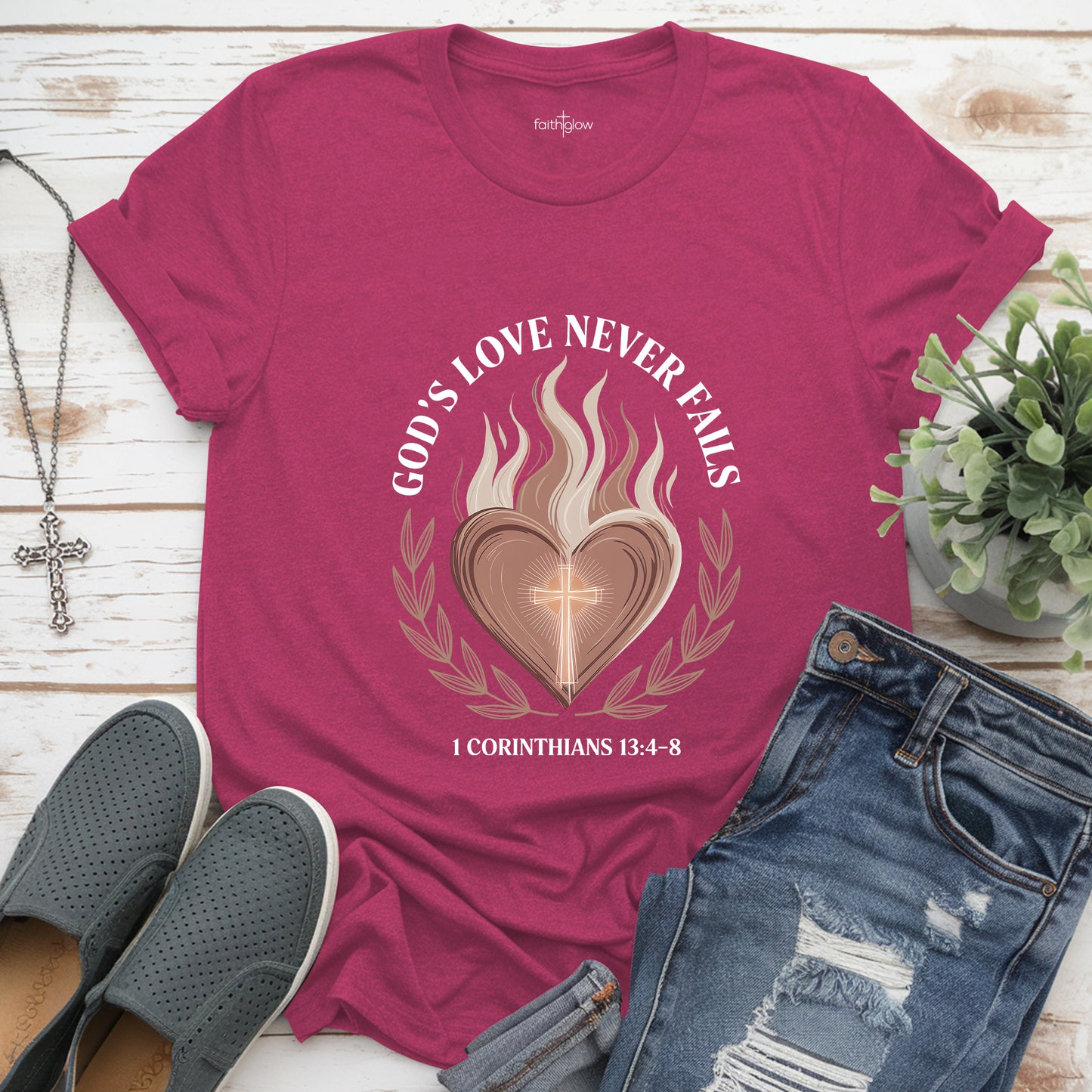 God's Love Never Fails Christian T Shirt