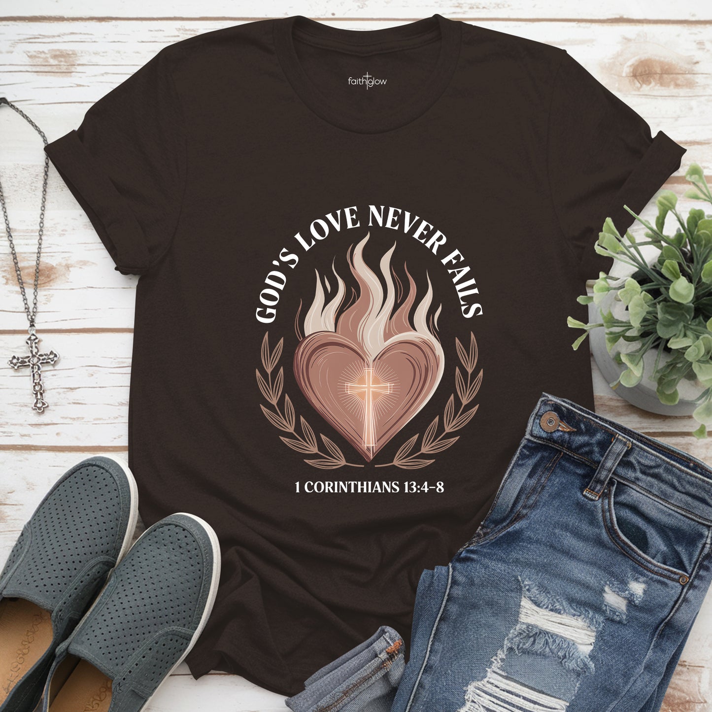 God's Love Never Fails Christian T Shirt