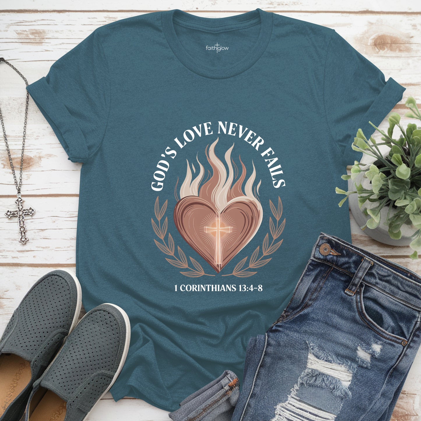 God's Love Never Fails Christian T Shirt