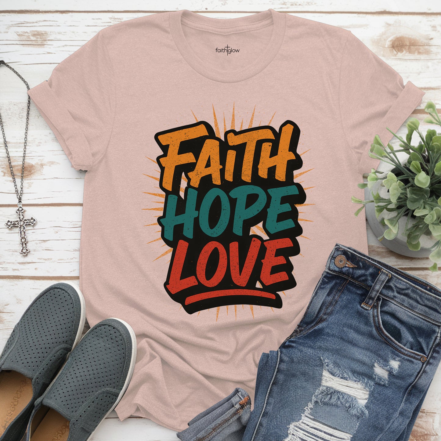 Faith Hope Love Christian T Shirt
