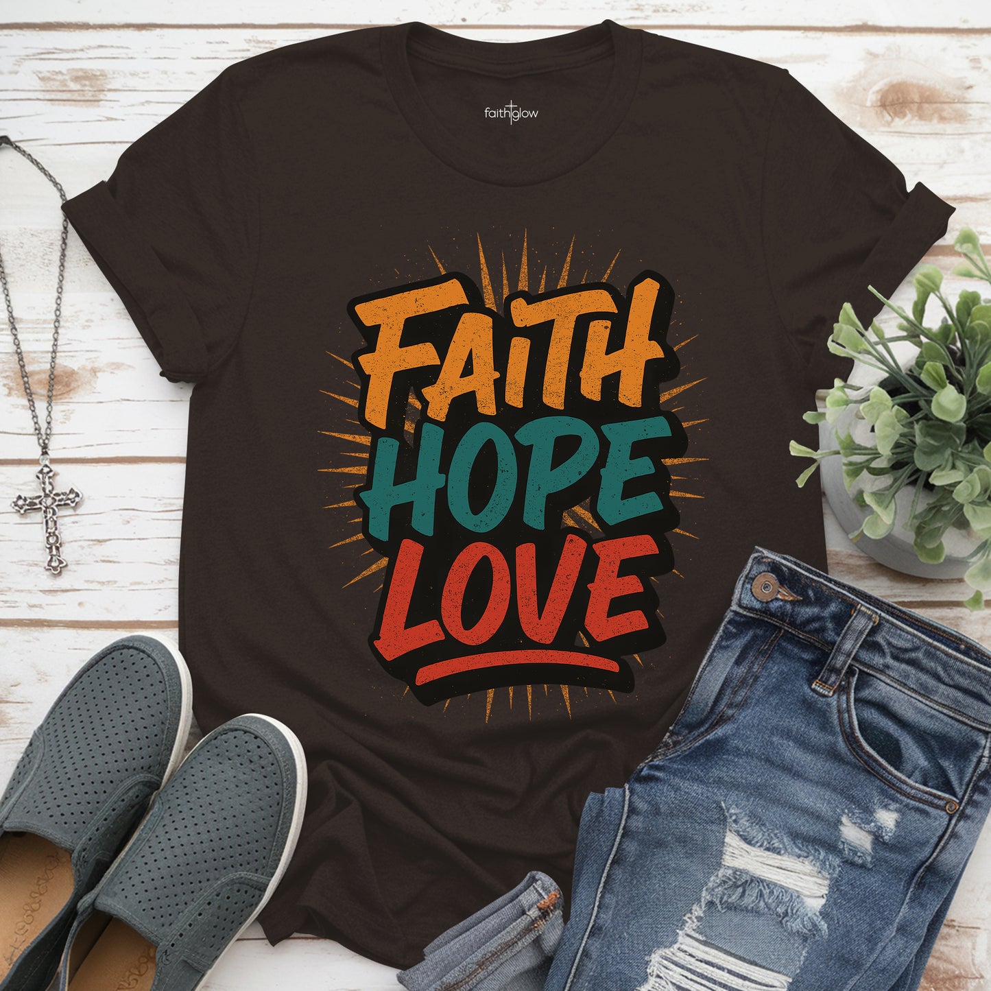 Faith Hope Love Christian T Shirt