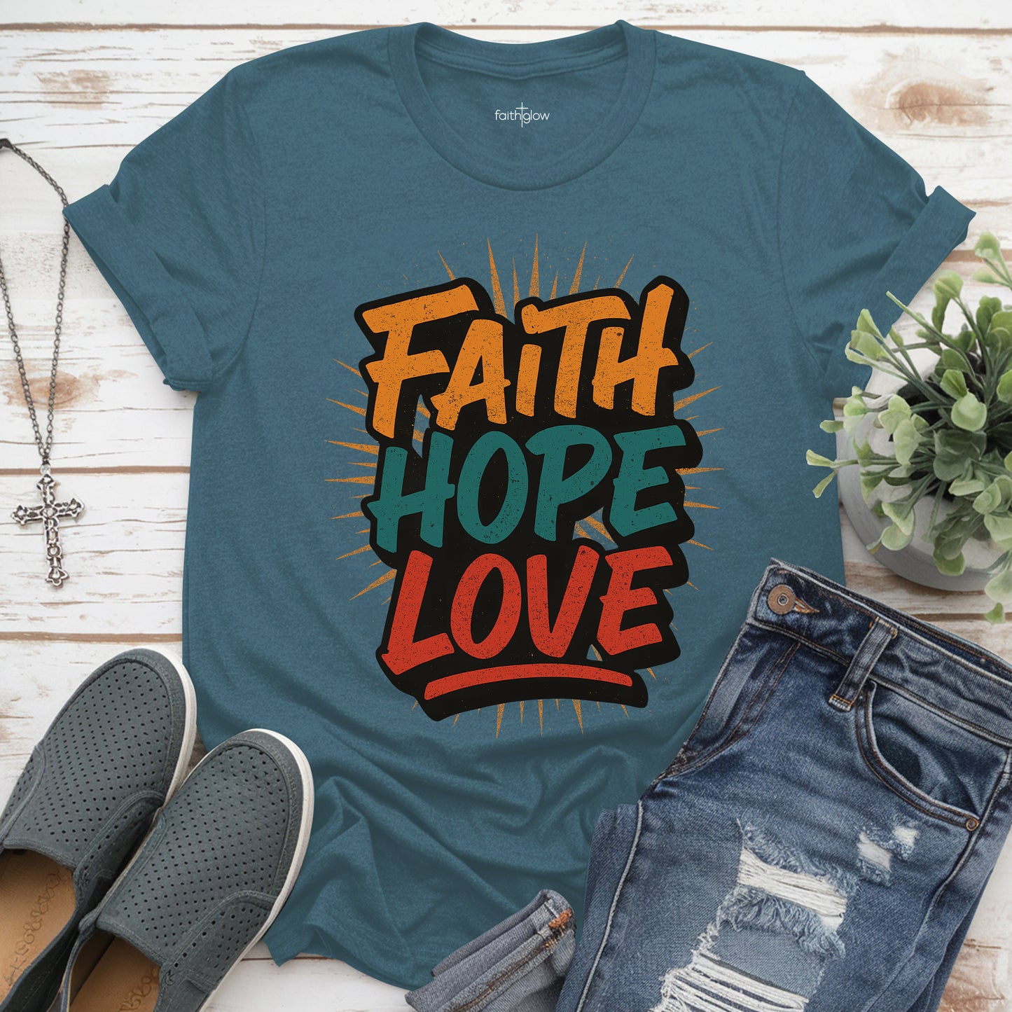 Faith Hope Love Christian T Shirt