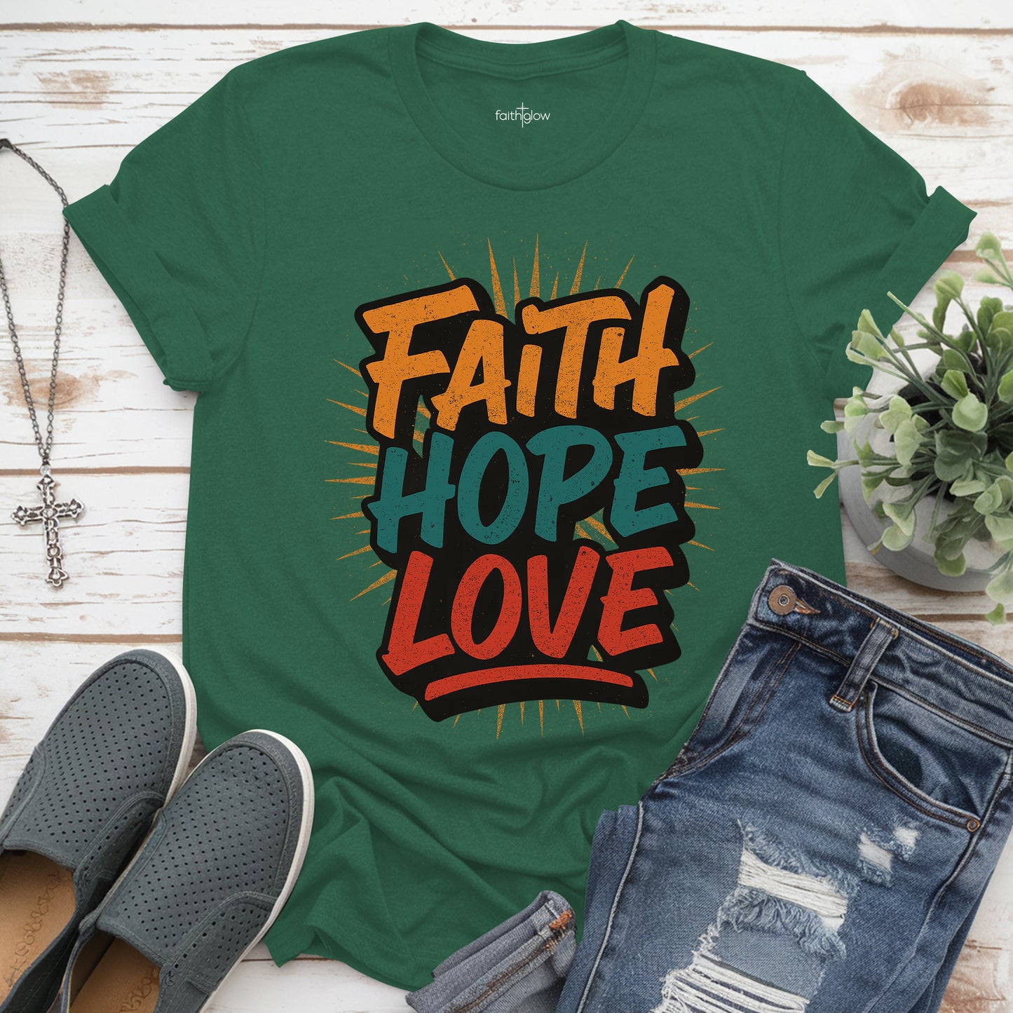 Faith Hope Love Christian T Shirt