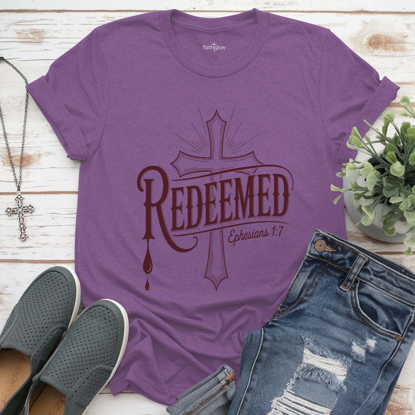 Redeemed – Ephesians 1:7 Christian T Shirt