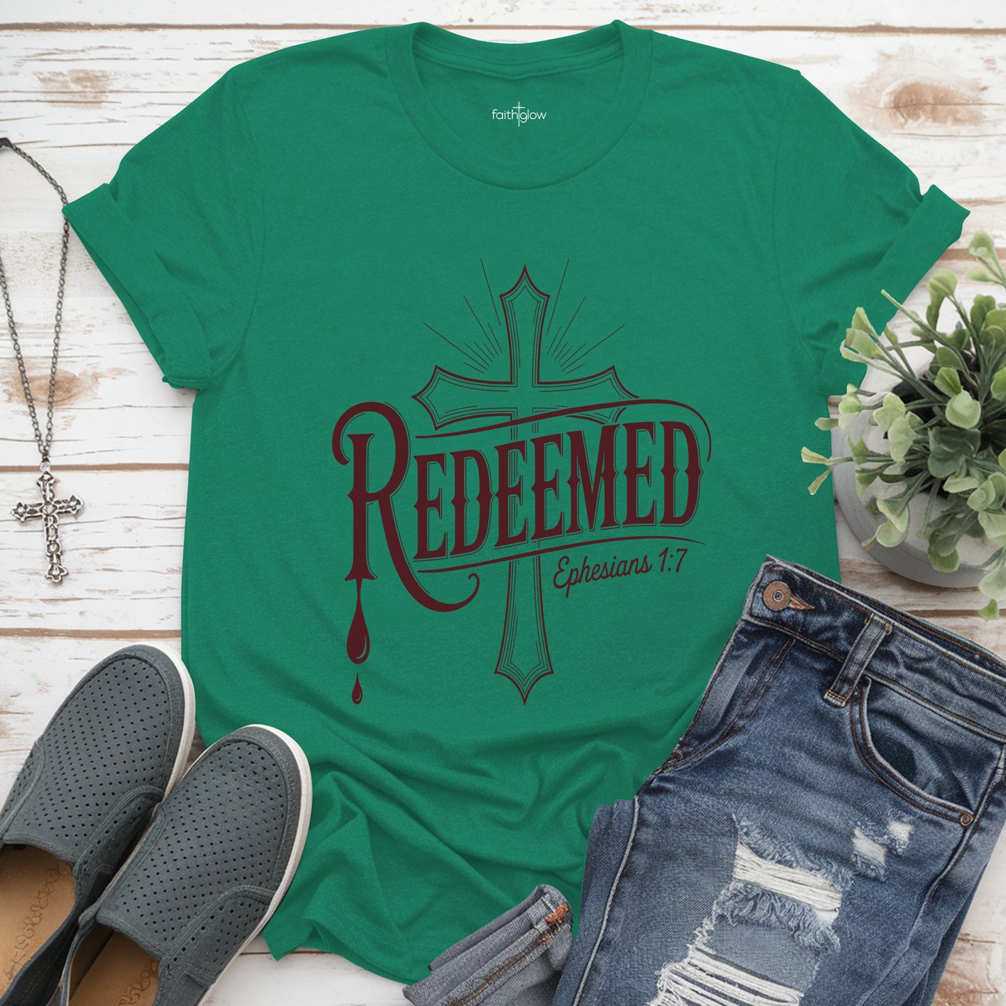 Redeemed – Ephesians 1:7 Christian T Shirt