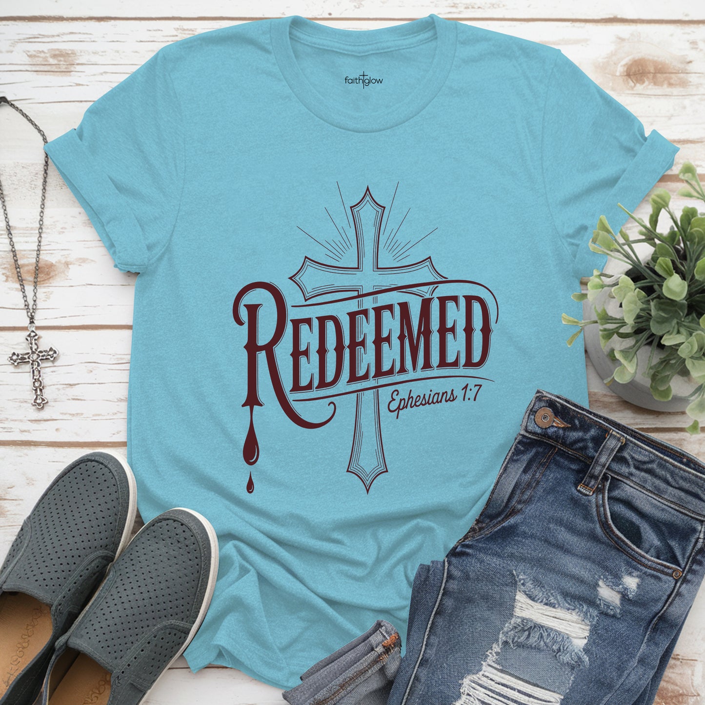 Redeemed – Ephesians 1:7 Christian T Shirt