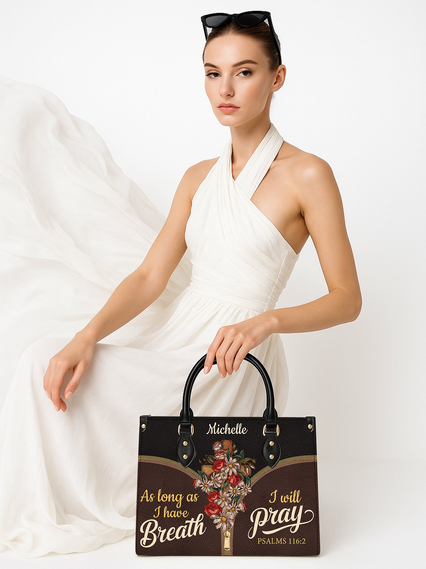 As Long As I Have Breath I Will Pray Christian Leather Church Bag