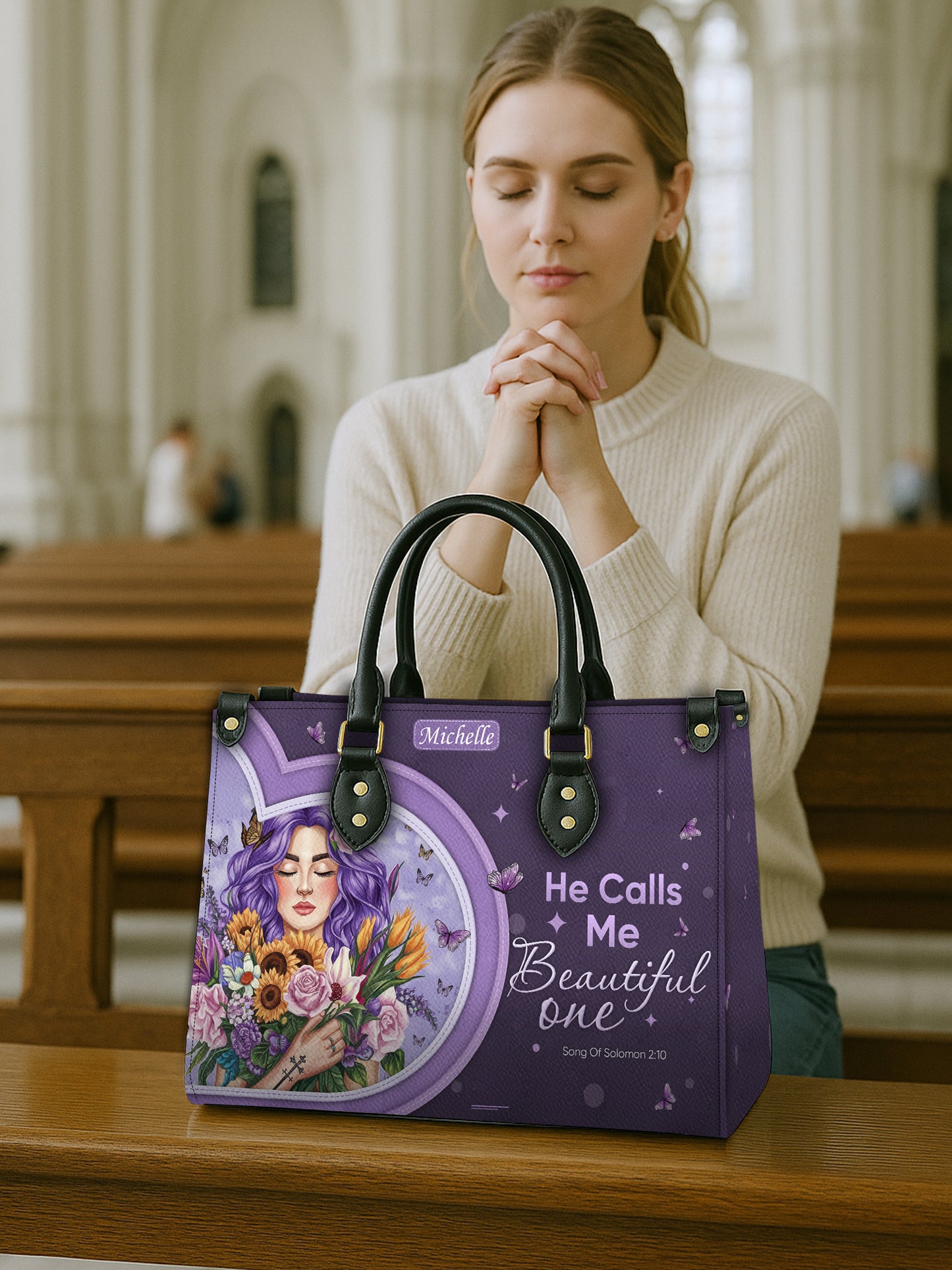 He Calls Me Beautiful One Christian Leather Church Bag