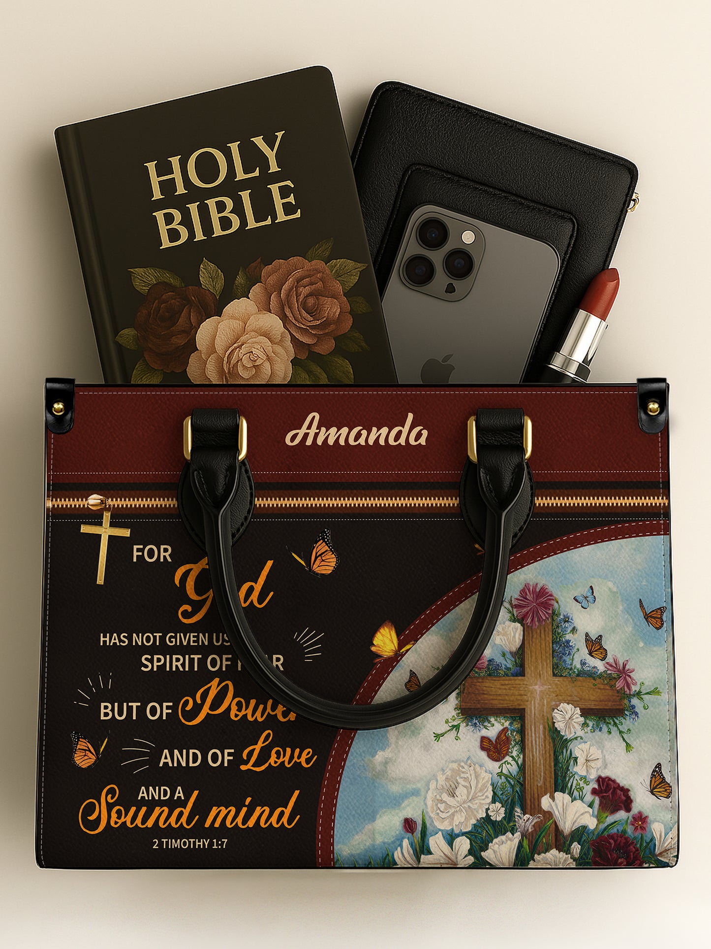 For God Has Not Given Us A Spirit Of Fear Christian Leather Church Bag