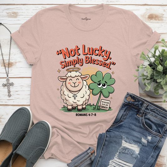 Not Lucky Simply Blessed Christian T Shirt