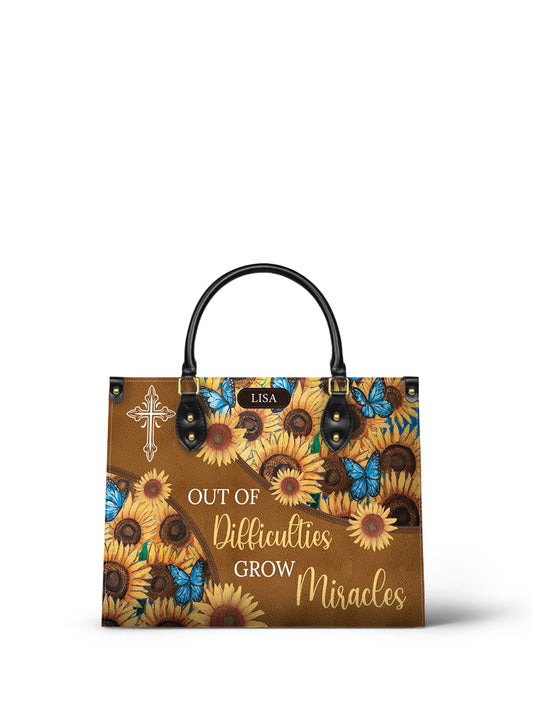 Out Of Difficulties Grow Miracles Christian Leather Church Bag