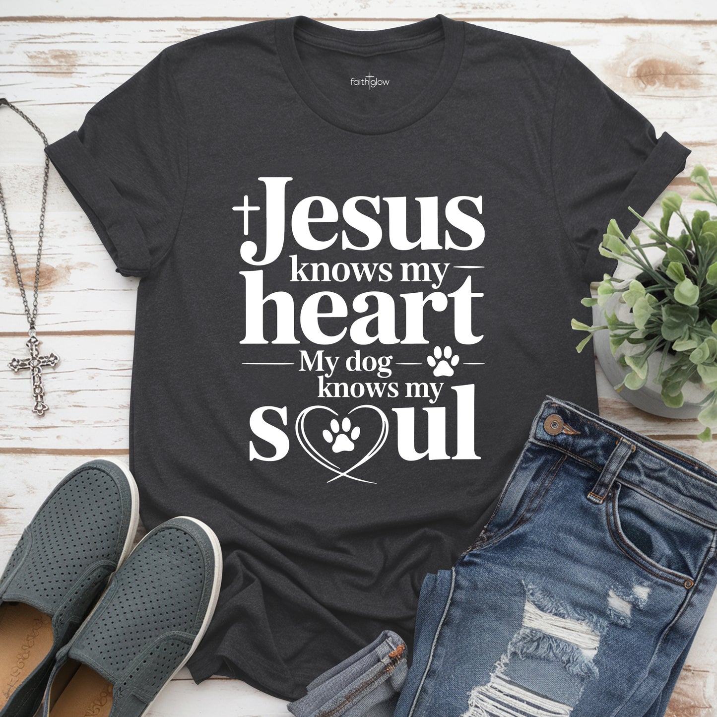 Jesus Knows My Heart My Dog Knows My Soul Christian T Shirt