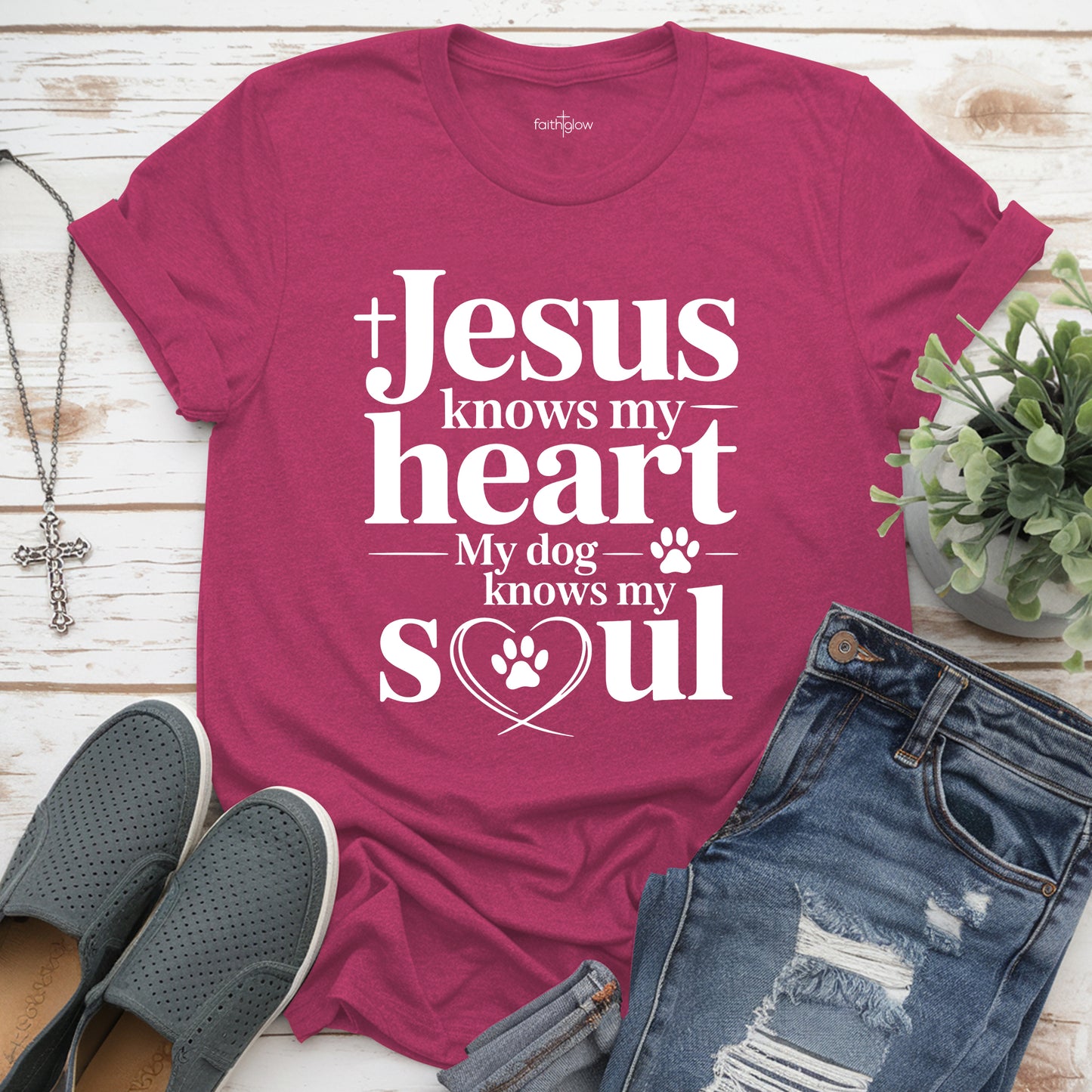 Jesus Knows My Heart My Dog Knows My Soul Christian T Shirt