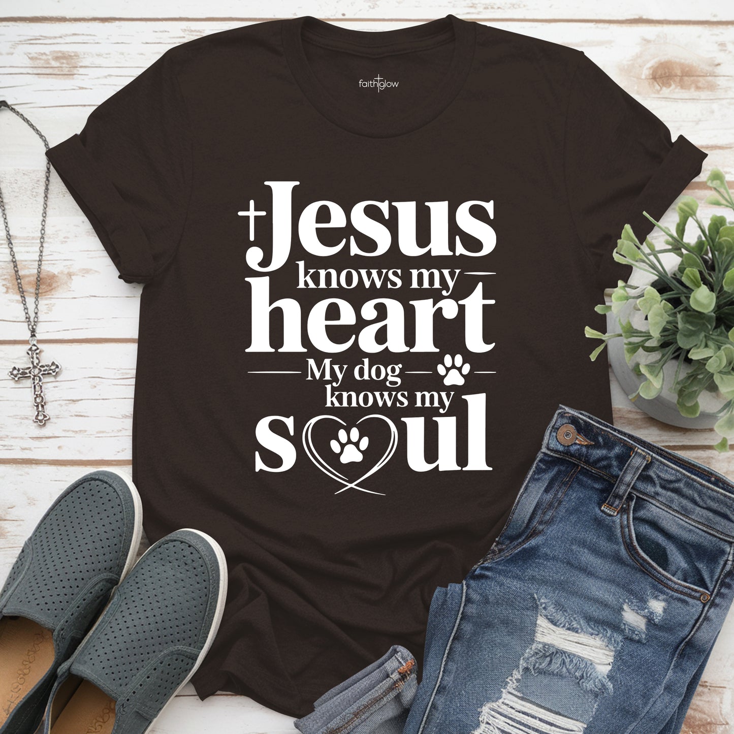 Jesus Knows My Heart My Dog Knows My Soul Christian T Shirt