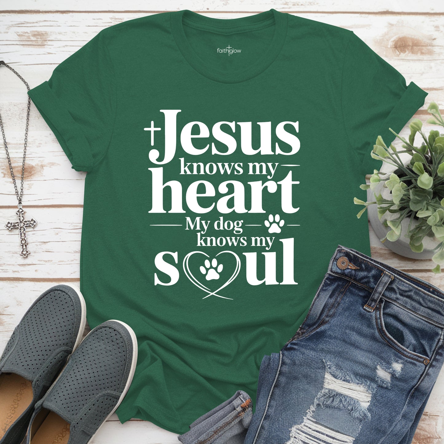 Jesus Knows My Heart My Dog Knows My Soul Christian T Shirt